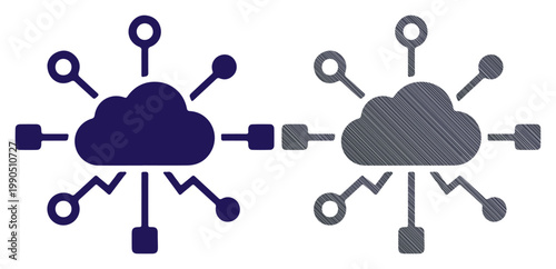 Connected cloud network symbolizing data transfer and digital communication