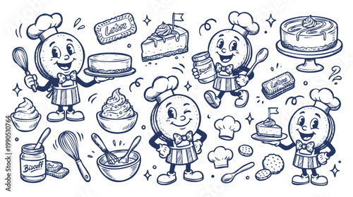 Vintage 1930s Cartoon Pickle Mascot and Fried Pickle Appetizer Set