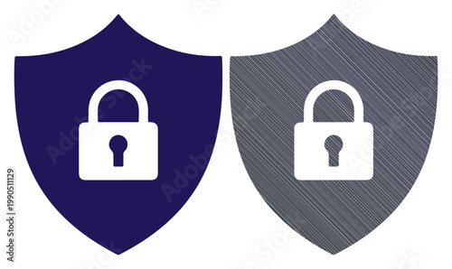 Two shields with locks symbolizing security and protection