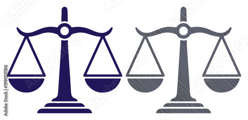 Two symbolic scales of justice representing balance and fairness
