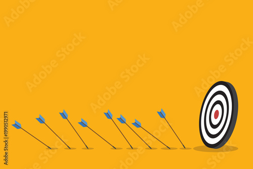 Performance Failure and Inaccuracy Concept with Arrows and Target