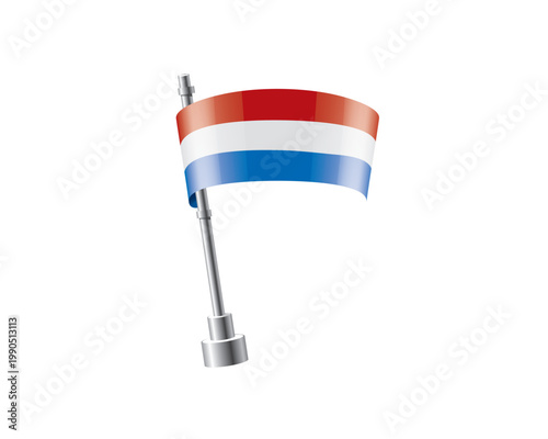 Bild auf Leinwand Clean representation showcasing Netherlandish flag attached to glossy metal pole