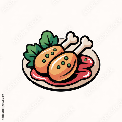 Delicious crispy chicken legs served with fresh greens on a plate