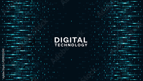 Abstract digital technology background with cascading lines of light and data streams