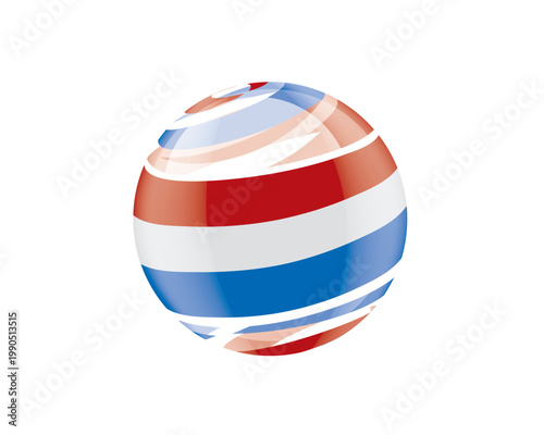 Fotografija Illustration of globe wrapped in Netherlandish flag patterns with subtle shadowi