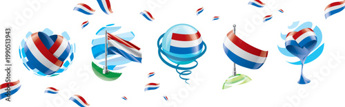 Fotografie Vector set of the Netherlandish flag in various creative designs