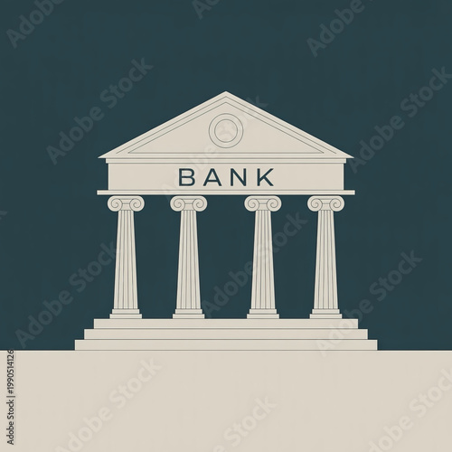 Classic bank building with columns and pediment, representing finance and security.