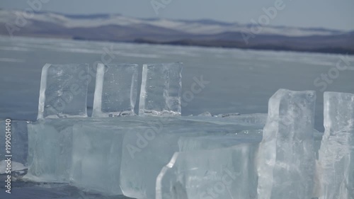 Ice figures on the ice of Lake Baikal