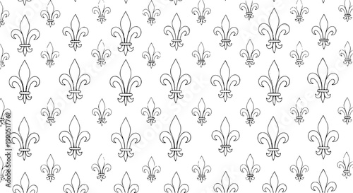Modern Seamless Fleur de Lis Line Pattern Decorative Royal Lily Symbol Vector Background