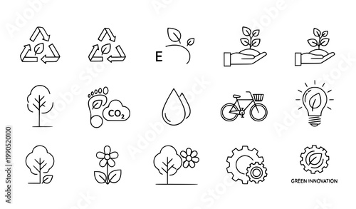 Sustainability environmental protection icon set eco vector