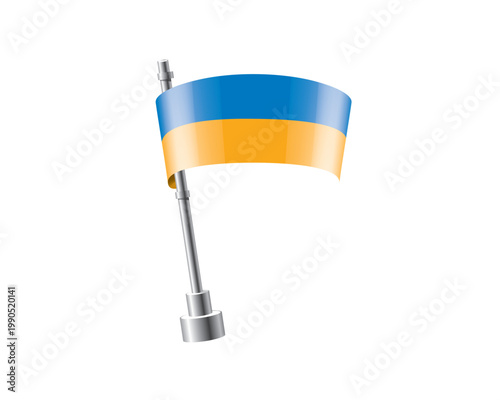 Clean representation showcasing Ukrainian flag attached to glossy metal pole