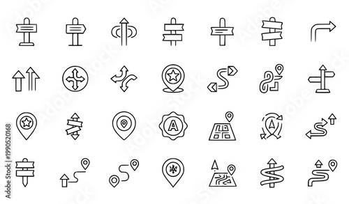 Guidance orientation icon set direction navigation vector