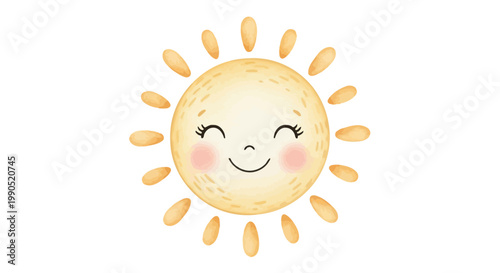 Smiling Sun Face with Rosy Cheeks.