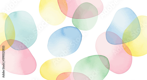 Colorful translucent rounded shapes floating.