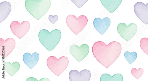 Colorful hearts on white background.