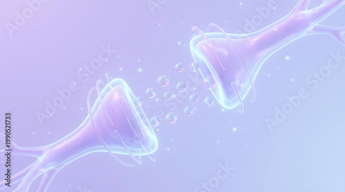 Foto 3D Purple Neuron Terminal With Ring Structure And Iridescent Sphere On Lavender