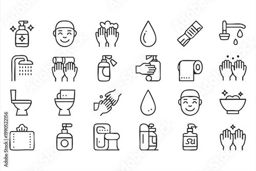 Hygiene Icon Pack, Hand Wash, Clean, Sanitation, Wellness Graphics