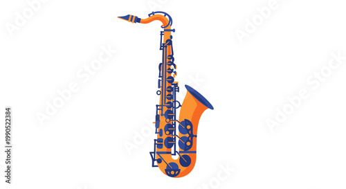 Saxophone Musical Instrument Vector Illustration, Flat Style Graphic Design Element for Jazz Music Concert Posters and Creative Projects Isolated on White Background