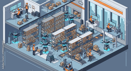 Automated Warehouse Logistics with Drones and Robots Streamlining Inventory Management and Order Fulfillment