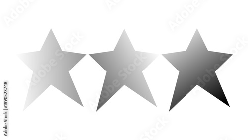 silver stars isolated against white, rating concept.  star symbols isolated on white background.