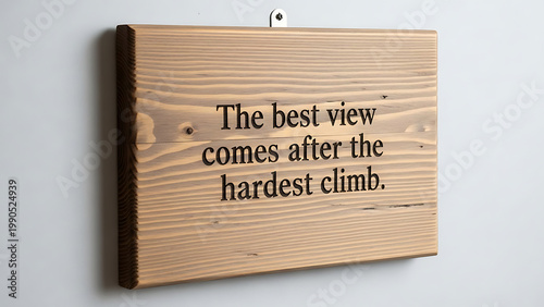  Inspirational Quote Wooden Sign The Best View Comes After The Hardest Climb Hanging on White Wall for Motivation and Home Decor
