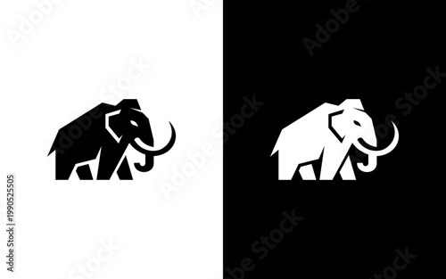 Geometric Mammoth Mascot Logo – Angular Prehistoric Elephant Silhouette Vector Illustration