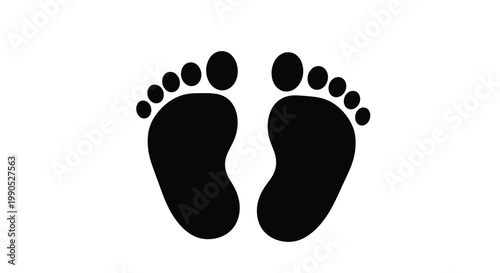 Black footprints a simple graphic design element on transparent background silhouette