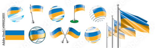 A set of vector Ukrainian flags of different designs