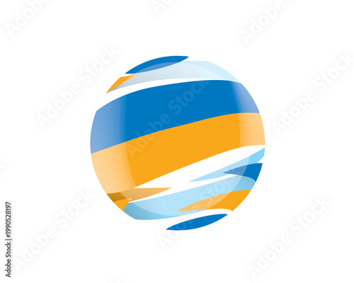 The Ukrainian flag in an abstract sphere