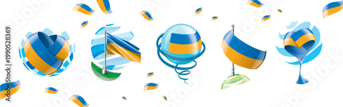 Vector set of the Ukrainian flag in various creative designs