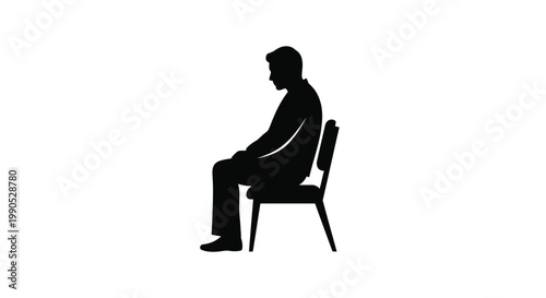 A man sitting in a chair black silhouette on transparent background