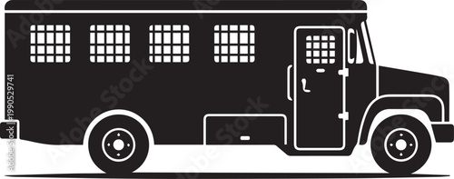 Prisoner Transport Bus Silhouette Police Vector