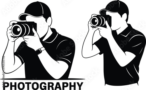 Photography concept illustration with person using camera highlighting passion for shooting and visual storytelling