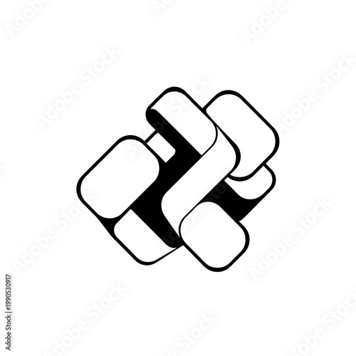 Connected puzzle pieces fitting together.