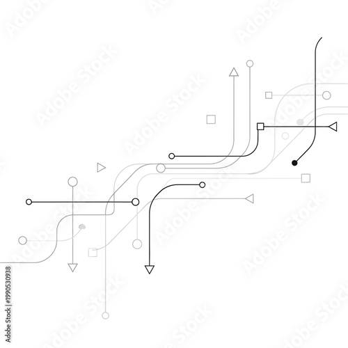 Flowchart diagram with arrows and symbols.