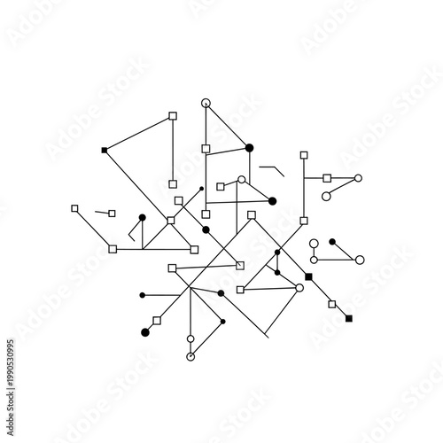Tableau sur toile Black and white science diagram connections.