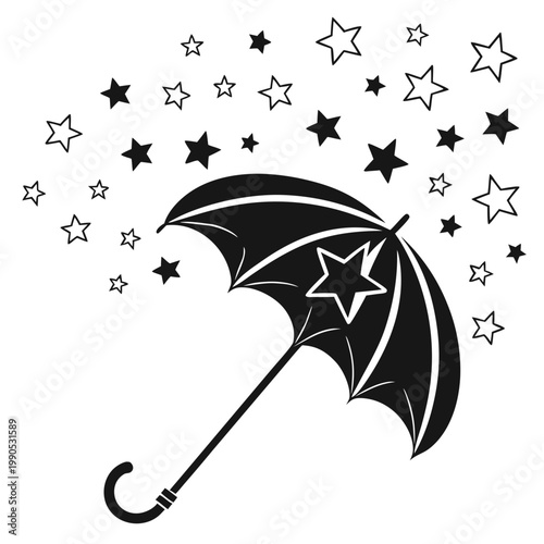 umbrella with rainy star drops