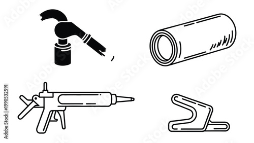 Assortment of Industry Tools: A comprehensive collection of industrial tools, illustrating the essential equipment utilized across a wide variety of work and tasks.