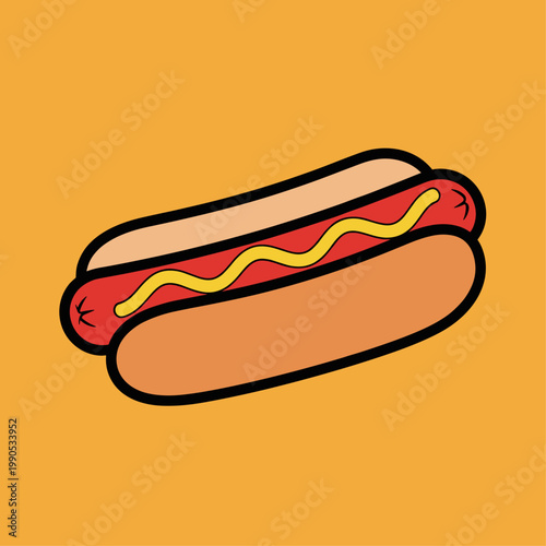 Colorful Cartoon Style Hot Dog Bun.
