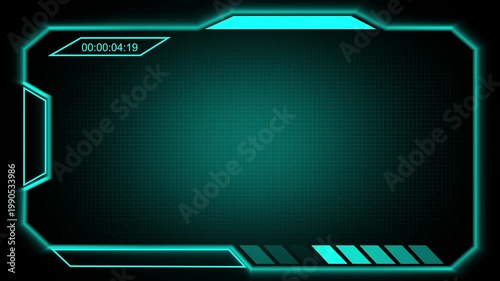 Advanced digital security interface frame with time code display. Advanced digital security interface frame blue light. Advanced digital security interface frame production.