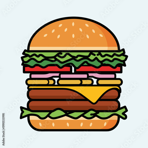 Colorful illustration of a hamburger.