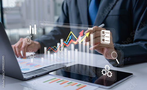 Konstfotografi Profit and quality management concept focusing on cost planning, pricing strategy, production efficiency, highlighting savings, operational optimization, achieving high quality business performance