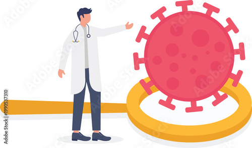 Specialist examining viral infection with magnifying glass
