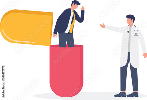 Specialist providing medical capsule for patient recovery