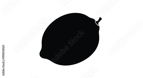 A striking black silhouette of a lemon on transparent background