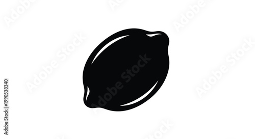 A striking black lemon silhouette on transparent background