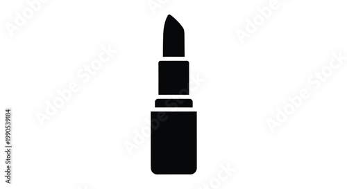 A sleek black lipstick illustration on transparent background silhouette