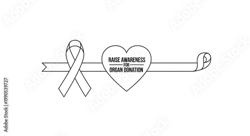 Organ donation awareness ribbon with heart shape design.