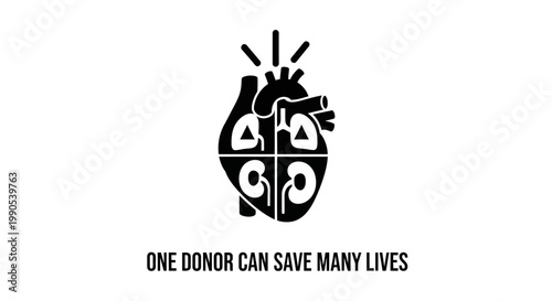 One donor can save many lives medical organ donation symbol.