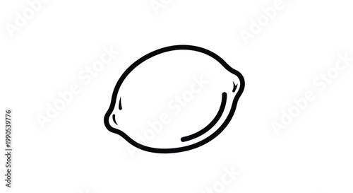 Simple black outline of a lemon on transparent background silhouette